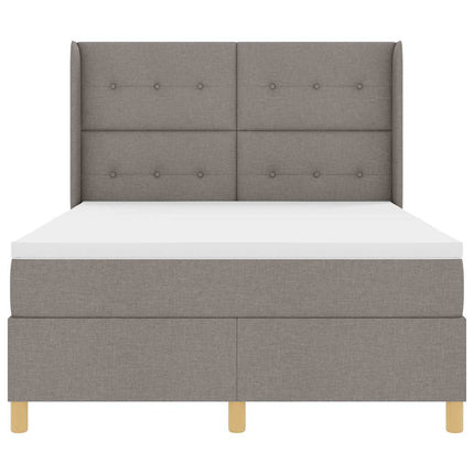 Box spring seng med LED-lysstrimler Gråbrun 160 x 200 cm Stof