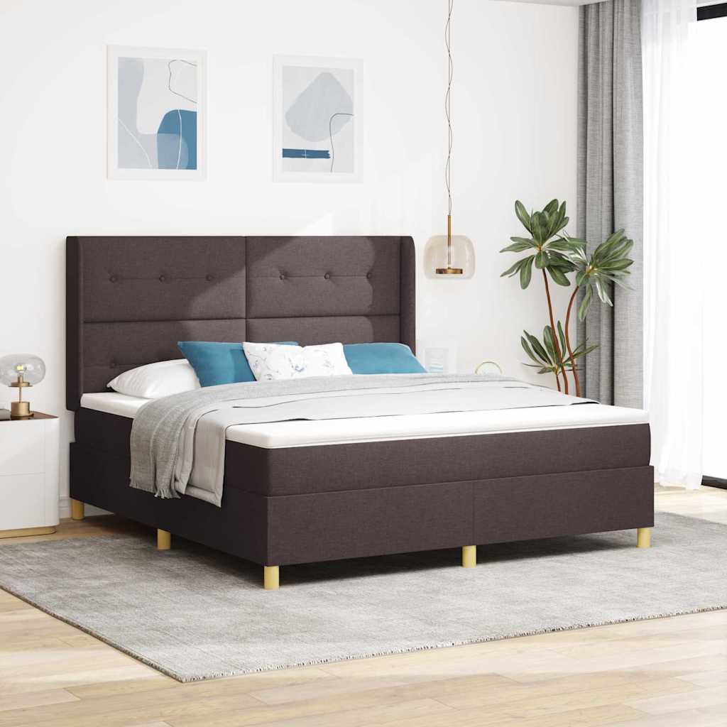 Kontinentalseng med LED-lysstrimler 180 x 200 cm i brun stof