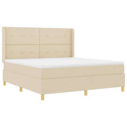 Box spring seng med LED-lysstrimler Creme 180 x 200 cm Stof
