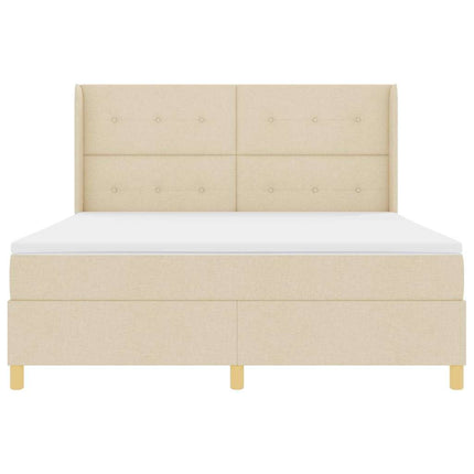 Box spring seng med LED-lysstrimler Creme 180 x 200 cm Stof