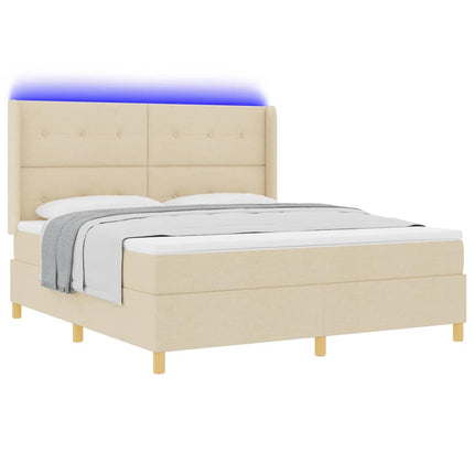 Box spring seng med LED-lysstrimler Creme 180 x 200 cm Stof