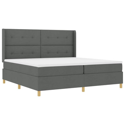 Box spring seng med LED-lysstrimler Grå 200 x 200 cm Stof