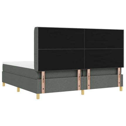 Box spring seng med LED-lysstrimler Grå 200 x 200 cm Stof