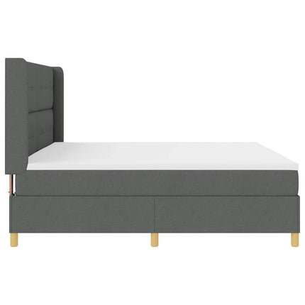 Box spring seng med LED-lysstrimler Grå 200 x 200 cm Stof
