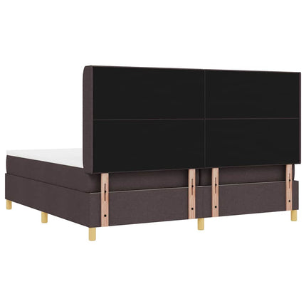 Box spring seng med LED-lysstrimler Brun 200 x 200 cm Stof