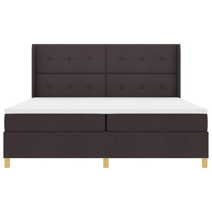 Box spring seng med LED-lysstrimler Brun 200 x 200 cm Stof