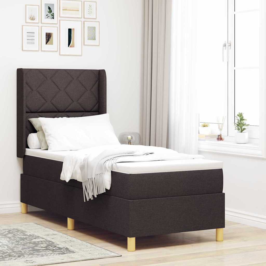 Box spring seng med LED-lysstrimler Brun 80 x 200 cm Stof