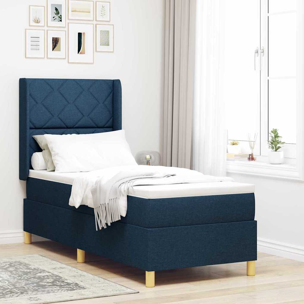 Box spring seng med LED-lysstrimler Bl 80 x 200 cm Stof