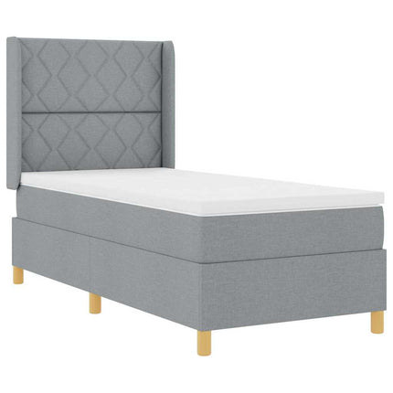 Box spring seng med LED-lysstrimler Lysegrå 90 x 190 cm Stof