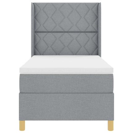 Box spring seng med LED-lysstrimler Lysegrå 90 x 190 cm Stof