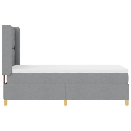 Box spring seng med LED-lysstrimler Lysegrå 90 x 190 cm Stof