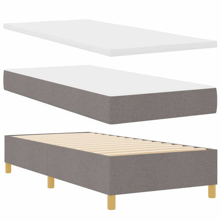 Box spring seng med LED-lysstrimler Gråbrun 90 x 190 cm Stof