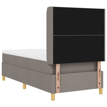 Box spring seng med LED-lysstrimler Gråbrun 90 x 190 cm Stof