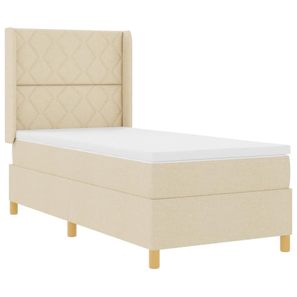 Box spring seng med LED-lysstrimler Creme 90 x 200 cm Stof