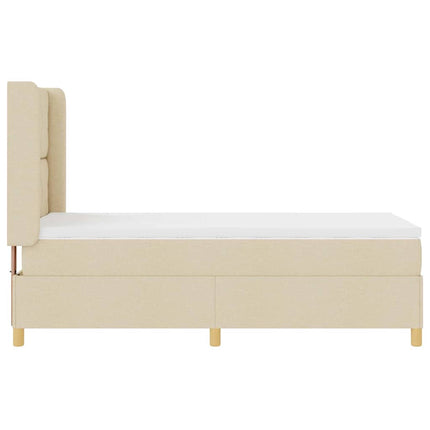 Box spring seng med LED-lysstrimler Creme 90 x 200 cm Stof