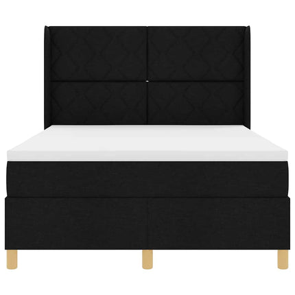 Box spring seng med LED-lysstrimler Sort 160 x 200 cm Stof