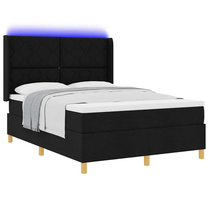 Box spring seng med LED-lysstrimler Sort 160 x 200 cm Stof