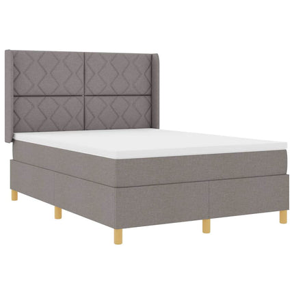 Box spring seng med LED-lysstrimler Gråbrun 160 x 200 cm Stof