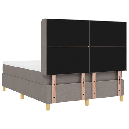 Box spring seng med LED-lysstrimler Gråbrun 160 x 200 cm Stof