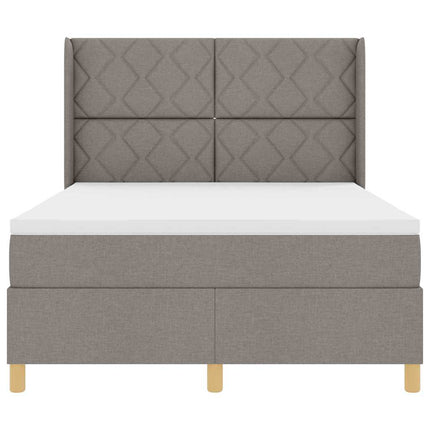 Box spring seng med LED-lysstrimler Gråbrun 160 x 200 cm Stof