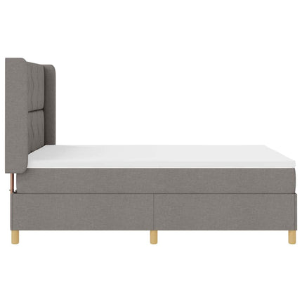 Box spring seng med LED-lysstrimler Gråbrun 160 x 200 cm Stof