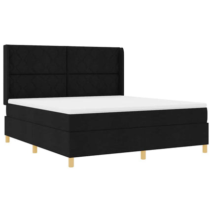 Box spring seng med LED-lysstrimler Sort 180 x 200 cm Stof
