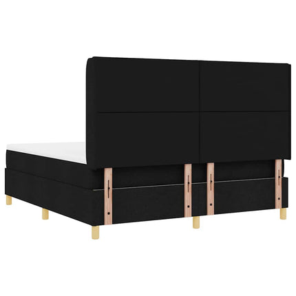 Box spring seng med LED-lysstrimler Sort 180 x 200 cm Stof