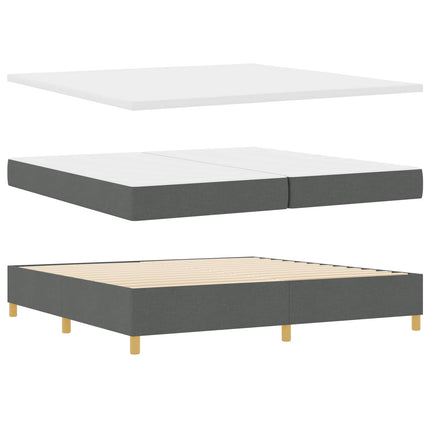 Box spring seng med LED-lysstrimler Grå 200 x 200 cm Stof