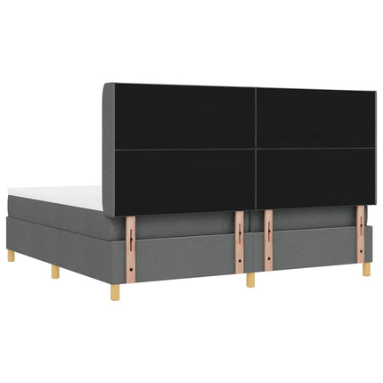 Box spring seng med LED-lysstrimler Grå 200 x 200 cm Stof