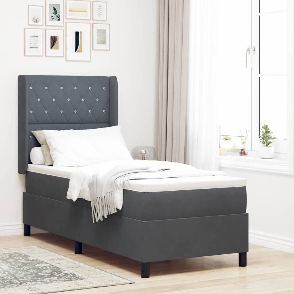 Box spring seng med madras med LED Mrkegr 80 x 200 cm Fljl