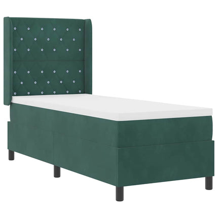 Box spring seng med madras med LED Mørkegrøn 80 x 200 cm Fløjl