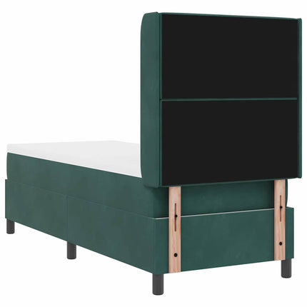 Box spring seng med madras med LED Mørkegrøn 80 x 200 cm Fløjl
