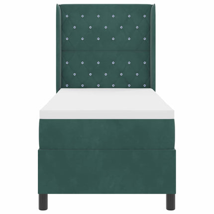 Box spring seng med madras med LED Mørkegrøn 80 x 200 cm Fløjl
