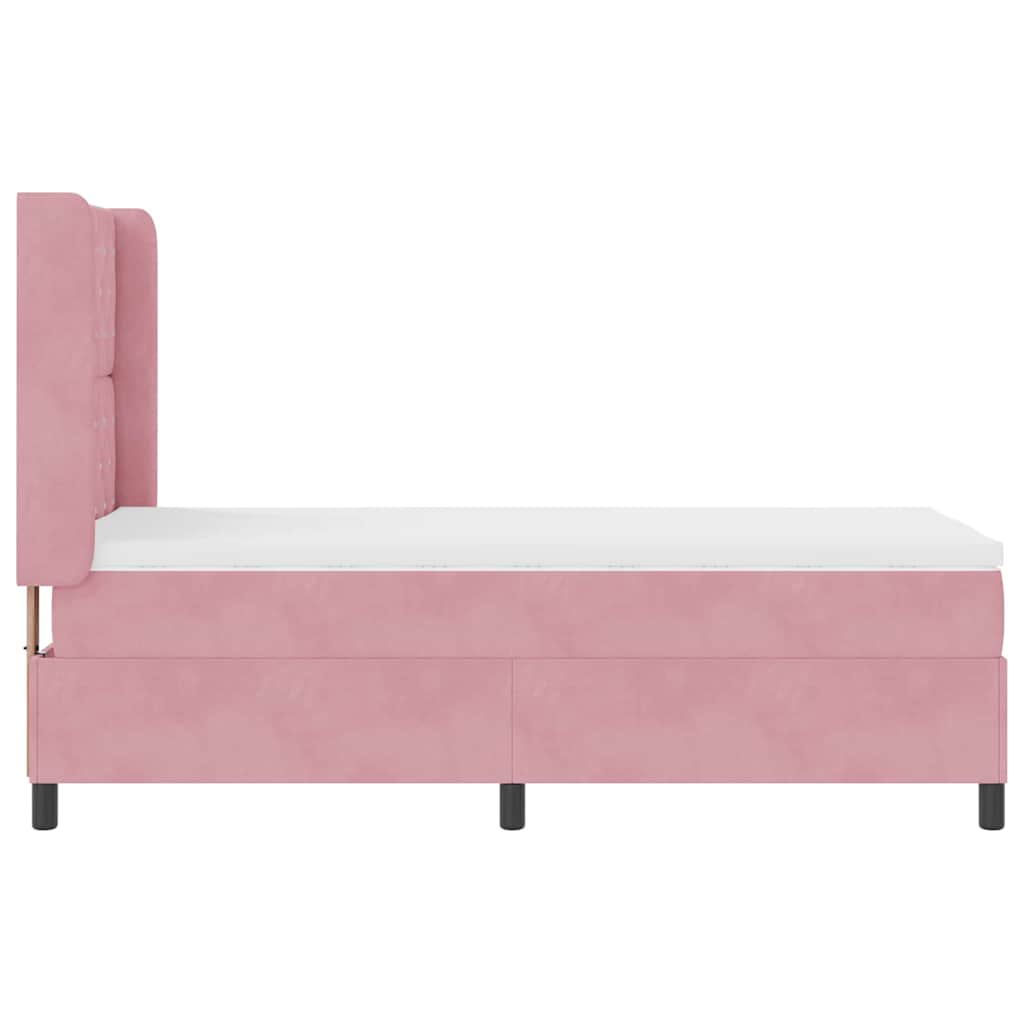 Box spring seng med madras med LED Lyserød 90 x 190 cm Fløjl