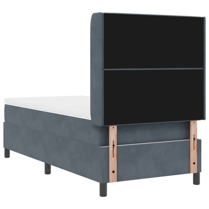 Box spring seng med madras med LED Mørkegrå 90 x 200 cm Fløjl