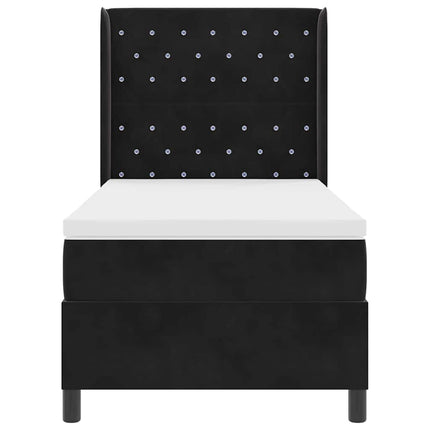 Box spring seng med madras med LED Sort 100 x 200 cm Fløjl
