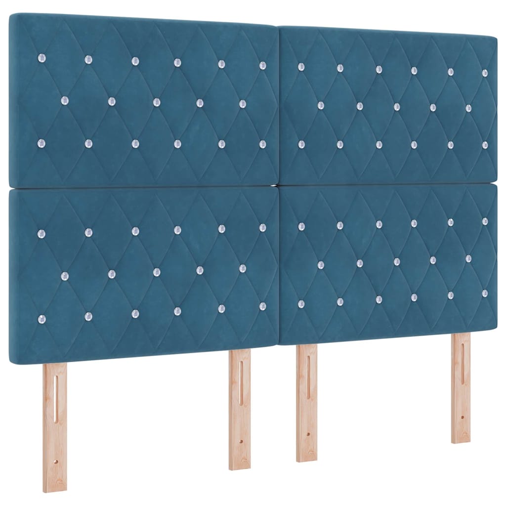 Box spring seng med LED-lysstrimler Blå 140 x 190 cm Fløjl