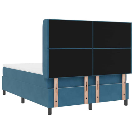 Box spring seng med LED-lysstrimler Blå 140 x 190 cm Fløjl