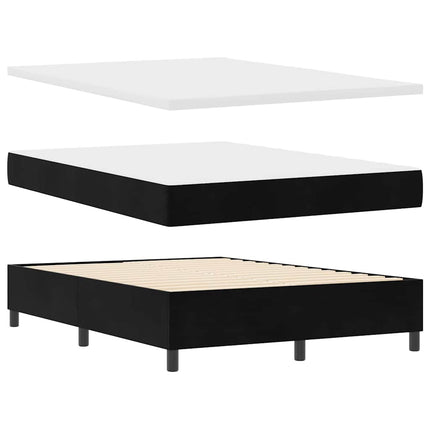 Box spring seng med LED-lysstrimler Sort 140 x 200 cm Fløjl