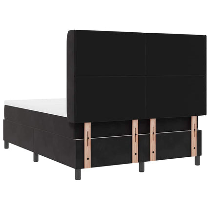 Box spring seng med LED-lysstrimler Sort 140 x 200 cm Fløjl