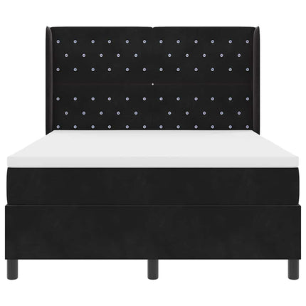 Box spring seng med LED-lysstrimler Sort 140 x 200 cm Fløjl