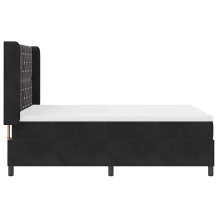 Box spring seng med LED-lysstrimler Sort 140 x 200 cm Fløjl