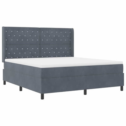 Box spring seng med madras med LED Mørkegrå 180 x 200 cm Fløjl