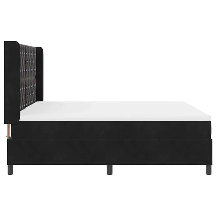 Box spring seng med madras med LED Sort 180 x 200 cm Fløjl