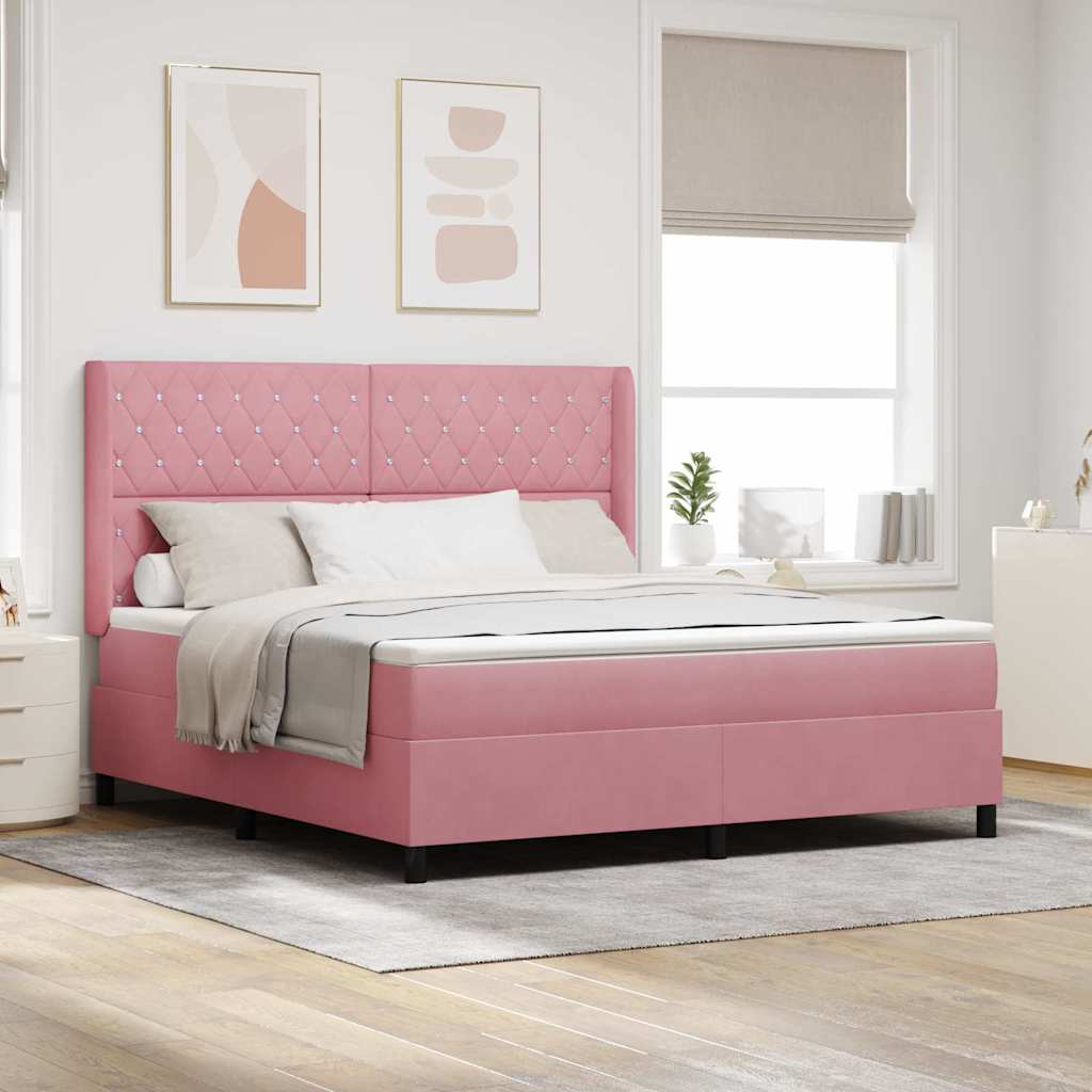Box spring seng med madras med LED Lyserd 180 x 200 cm Fljl