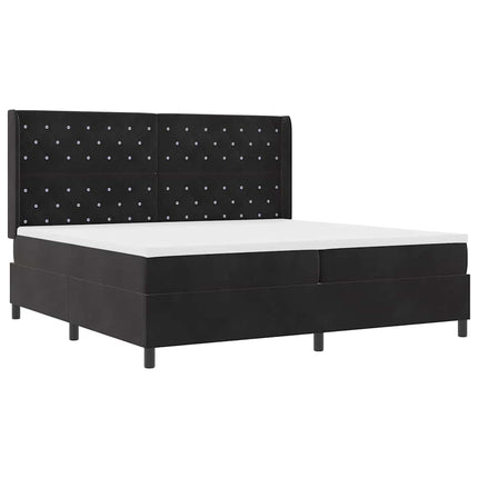 Box spring seng med madras med LED Sort 200 x 200 cm Fløjl