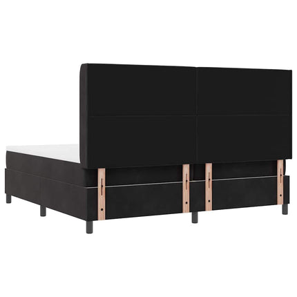 Box spring seng med madras med LED Sort 200 x 200 cm Fløjl