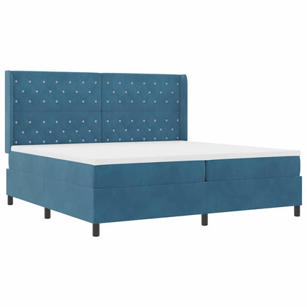 Box spring seng med madras med LED Blå 200 x 200 cm Fløjl