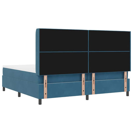 Box spring seng med madras med LED Blå 200 x 200 cm Fløjl