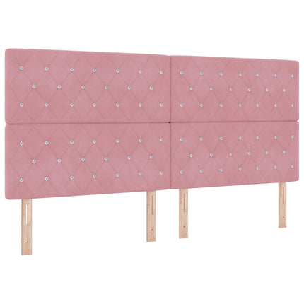 Box spring seng med madras med LED Lyserød 200 x 200 cm Fløjl